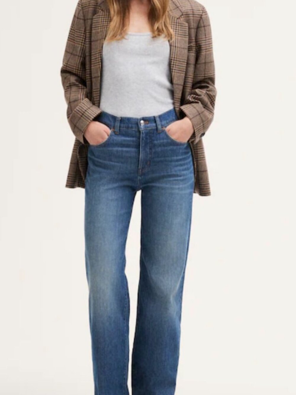 Madewell The Perfect Vintage Wide Leg  Jeans in Deep Blue Denim 26x31